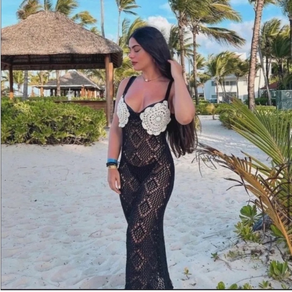 ZARA Blogger Favorite Crochet Knit Fringe Midi Dress